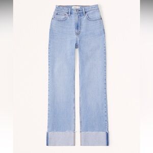 Abercrombie Curve Love High Rise Relaxed jeans in with Cuffed Bottom
